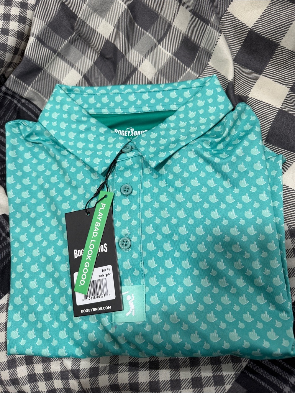 BogeyBros Men's Teal Printed Performance Polo